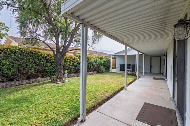 view of yard featuring a fenced backyard and a patio area
