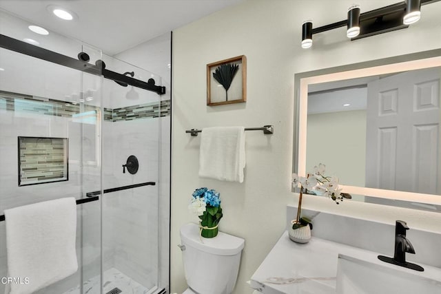 17632 E Covina Blvd, Covina, CA 91722 - bathroom featuring a stall shower, recessed lighting, and vanity
