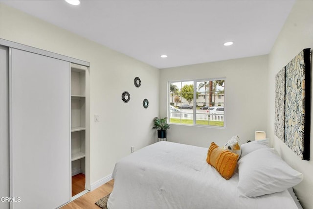 17632 E Covina Blvd, Covina, CA 91722 - bedroom featuring light wood-type flooring, recessed lighting, and a closet