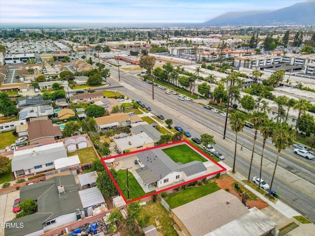 17632 E Covina Blvd, Covina, CA 91722 - aerial overview of property's location featuring a mountainous background and property parcel outlined