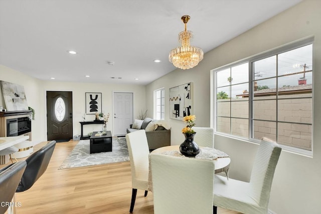 17632 E Covina Blvd, Covina, CA 91722 - dining space with a chandelier, light wood-type flooring, and recessed lighting