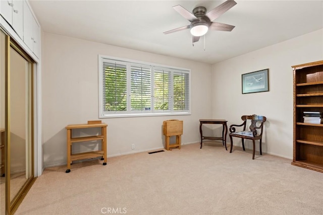 1273 E 7th St, Chico, CA 95928 - sitting room featuring light colored carpet, a ceiling fan, and baseboards