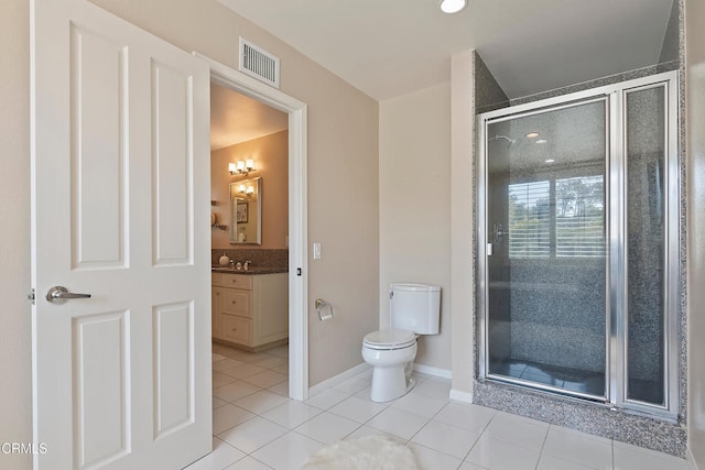 1480 Forest Knoll Dr, Oak Park, CA 91377 - full bath with visible vents, a shower stall, vanity, tile patterned floors, and toilet