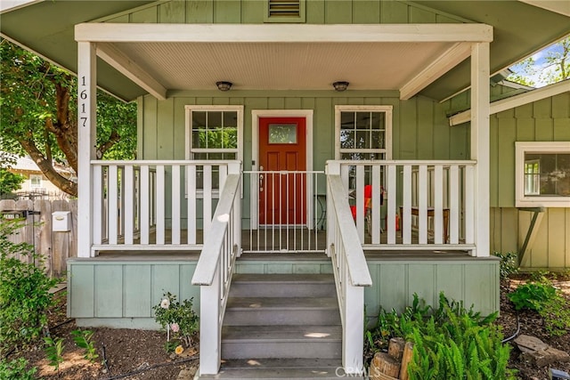 1617 Hemlock St, Chico, CA 95928 - doorway to property with a porch and board and batten siding