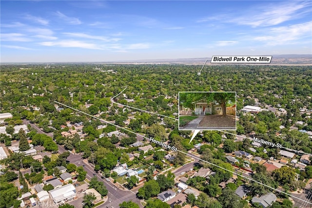 1617 Hemlock St, Chico, CA 95928 - aerial view of property's location featuring property boundaries highlighted and a heavily wooded area