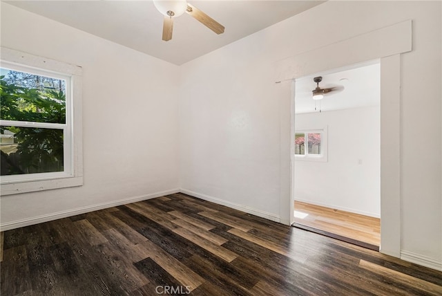 1617 Hemlock St, Chico, CA 95928 - empty room featuring ceiling fan, wood finished floors, and baseboards