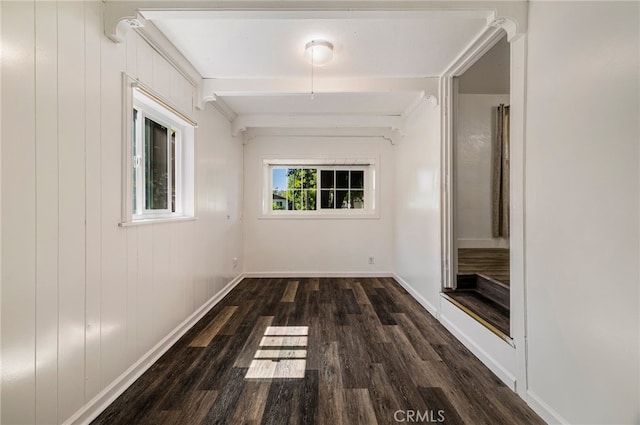 1617 Hemlock St, Chico, CA 95928 - hallway featuring wood finished floors, baseboards, and beamed ceiling