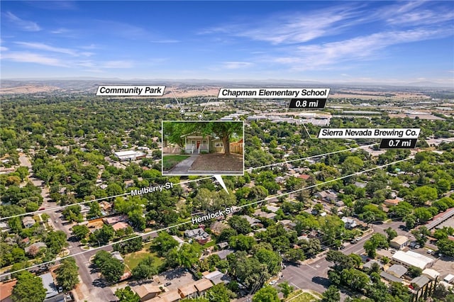 1617 Hemlock St, Chico, CA 95928 - aerial overview of property's location with property boundaries highlighted