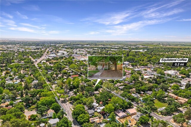 1617 Hemlock St, Chico, CA 95928 - aerial overview of property's location featuring property parcel outlined
