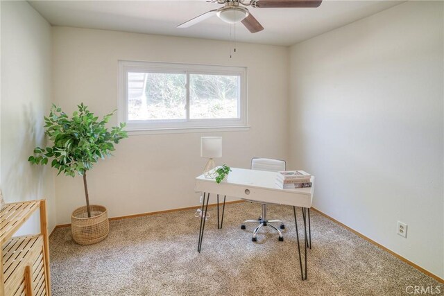12 Linda Loma Dr, Oroville, CA 95966 - office featuring baseboards, ceiling fan, and carpet flooring