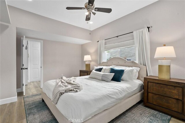 4338 Beagle St, Los Angeles, CA 90032 - bedroom featuring wood finished floors, baseboards, and ceiling fan