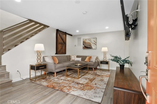 4338 Beagle St, Los Angeles, CA 90032 - living room with stairway, wood finished floors, recessed lighting, and baseboards
