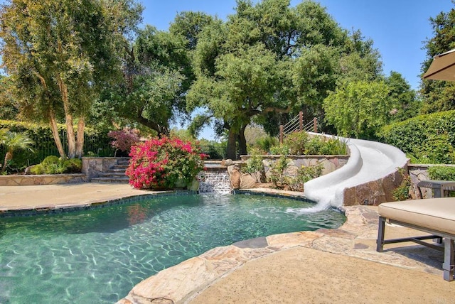 5135 Island Forest Pl, Westlake Village, CA 91362 - pool featuring a patio and a water slide