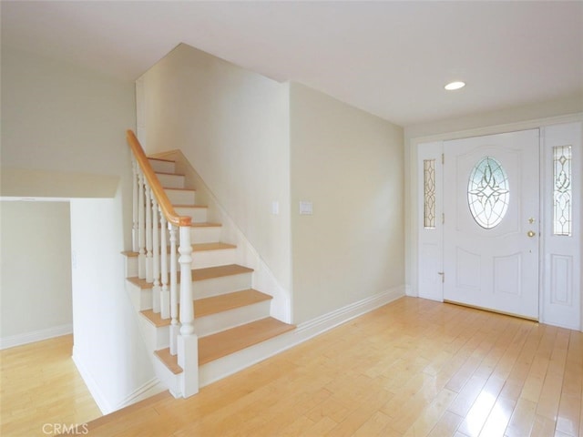 4911 Browndeer Ln, Rancho Palos Verdes, CA 90275 - entryway featuring wood finished floors, stairs, baseboards, and recessed lighting