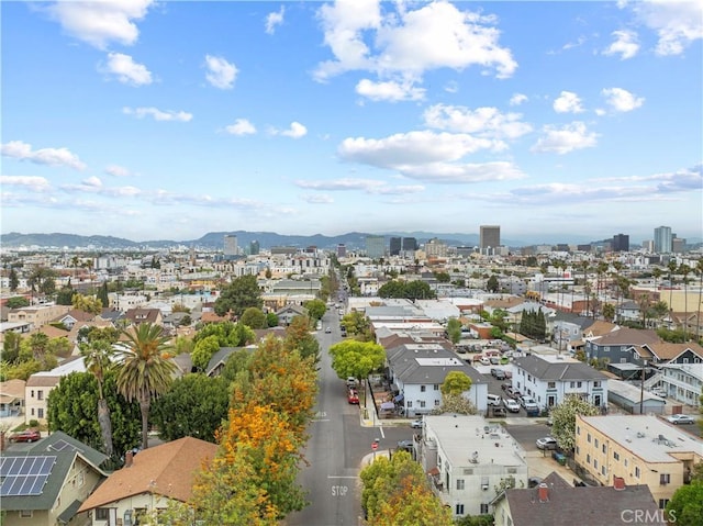 bird's eye view with a mountain view