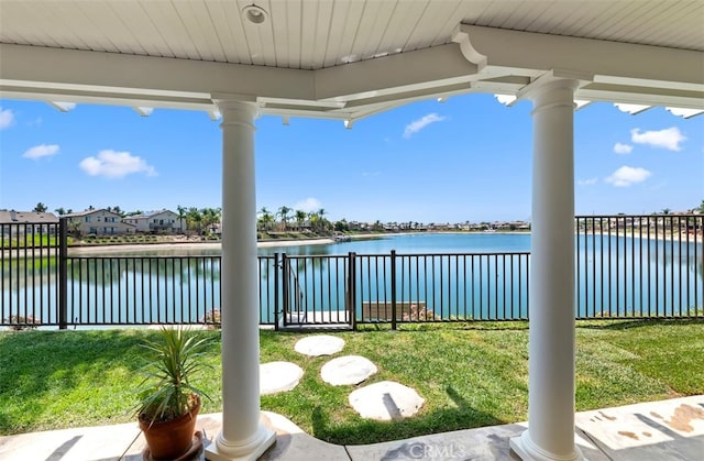 29855 Bay View Way, Menifee, CA 92584 - view of patio / terrace featuring fence and a water view