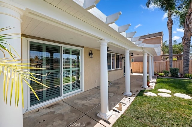 29855 Bay View Way, Menifee, CA 92584 - view of patio / terrace with fence and ceiling fan
