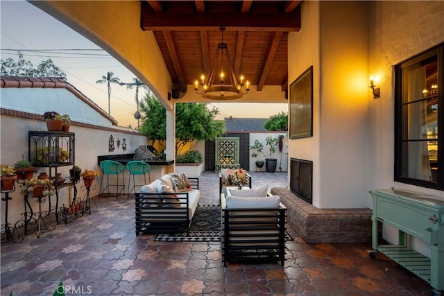 2020 N Victoria Dr, Santa Ana, CA 92706 - view of patio / terrace with an outdoor living space with a fireplace and an outdoor kitchen