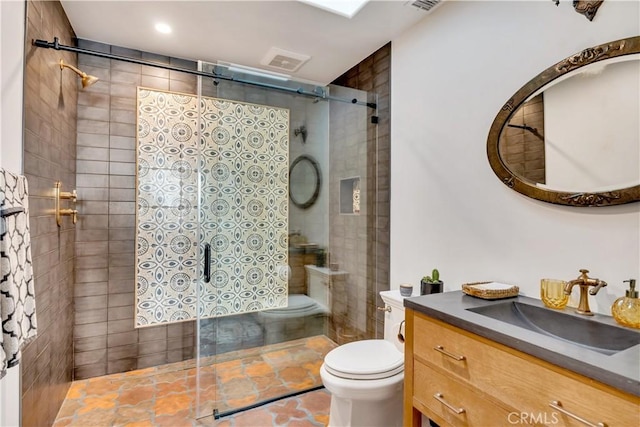 2020 N Victoria Dr, Santa Ana, CA 92706 - full bathroom with a tile shower, toilet, and vanity