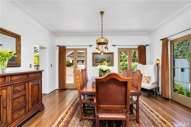 2020 N Victoria Dr, Santa Ana, CA 92706 - dining space with dark wood finished floors and french doors
