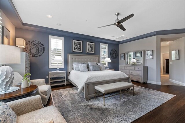 28934 Rangeview Dr, Murrieta, CA 92563 - bedroom featuring wood finished floors, baseboards, a ceiling fan, and recessed lighting