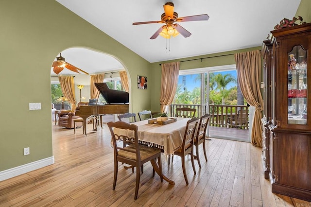 3161921 Via Puerta Del Sol, Bonsall, CA 92003 - dining space featuring lofted ceiling, ceiling fan, and a healthy amount of sunlight