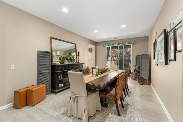 30525 Hawkscrest Rd, Murrieta, CA 92563 - dining room with baseboards, recessed lighting, and light wood-style floors