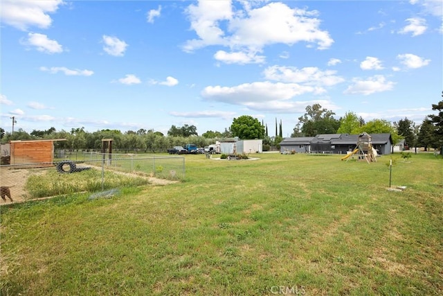 view of yard featuring fence