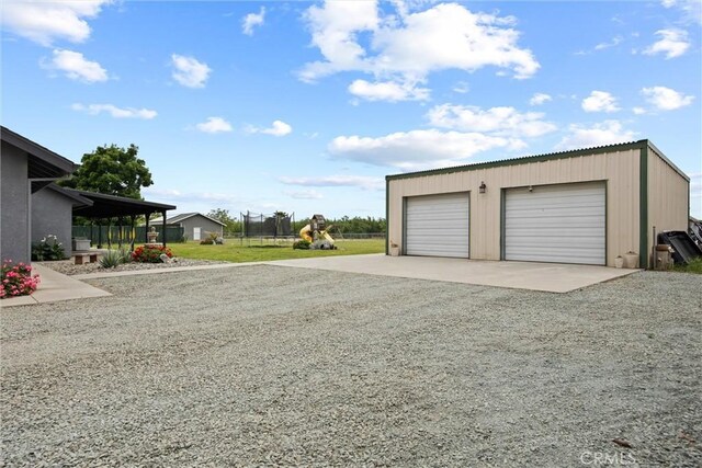 detached garage with driveway