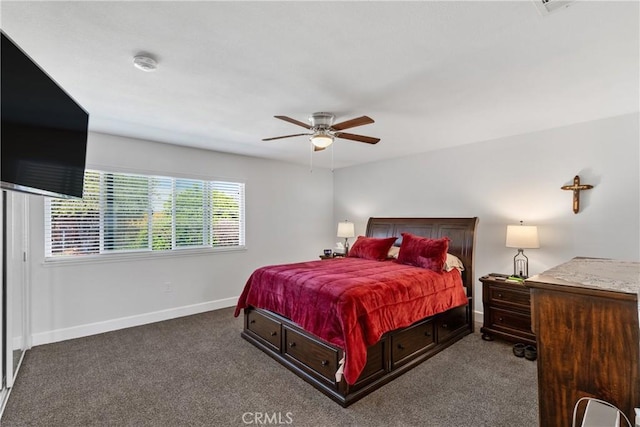 27680 Sandtrap Dr, Menifee, CA 92586 - bedroom with carpet, baseboards, and a ceiling fan