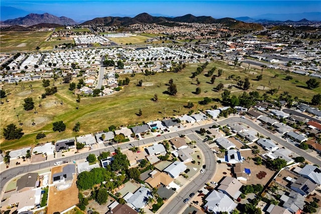 27680 Sandtrap Dr, Menifee, CA 92586 - aerial view of property's location featuring a mountain backdrop and nearby suburban area