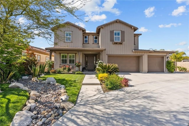 21609 Lucas Ct, Saugus, CA 91390 - craftsman-style house with a garage, concrete driveway, and a front lawn
