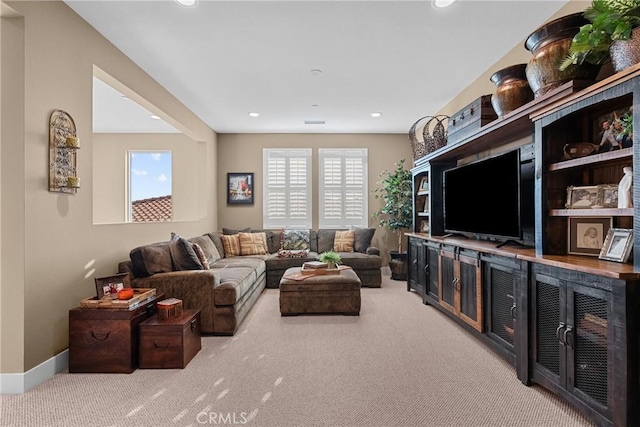 21609 Lucas Ct, Saugus, CA 91390 - carpeted living room featuring baseboards and recessed lighting