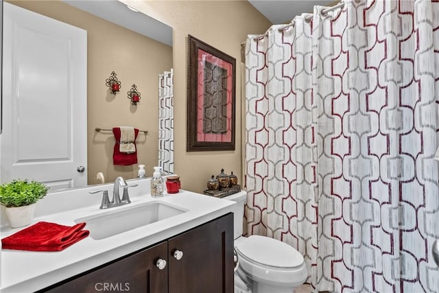 21609 Lucas Ct, Saugus, CA 91390 - bathroom with vanity, a shower with shower curtain, and toilet