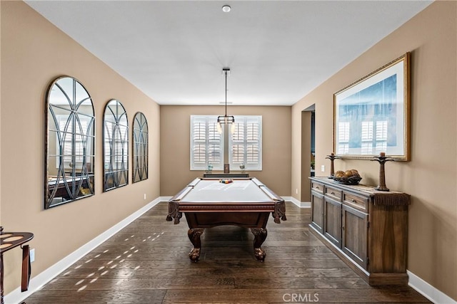 21609 Lucas Ct, Saugus, CA 91390 - rec room featuring pool table, baseboards, and dark wood-type flooring