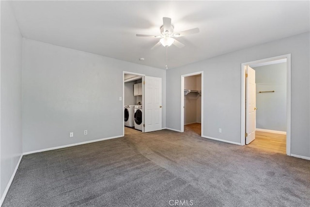 43445 30th St W Unit 2, Lancaster, CA 93536 - unfurnished bedroom with separate washer and dryer, carpet floors, baseboards, and a spacious closet