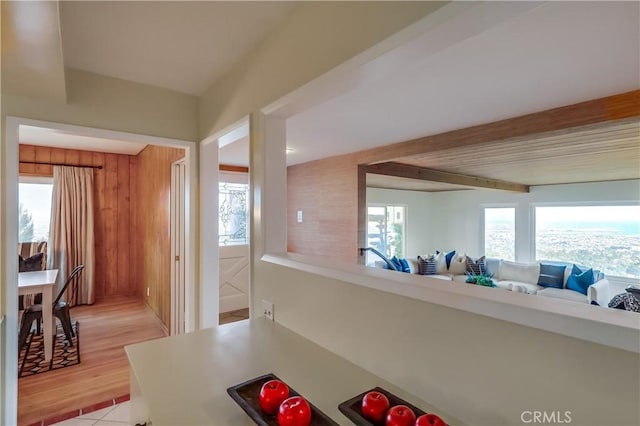 2978 Crownview Dr, Rancho Palos Verdes, CA 90275 - hallway featuring beam ceiling and light tile patterned flooring