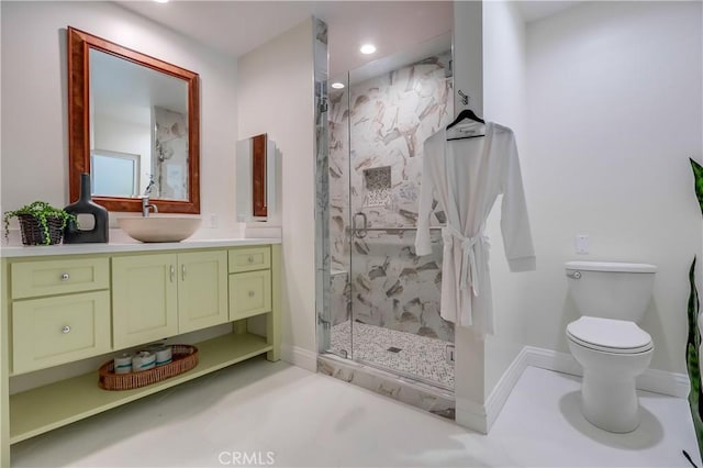 2978 Crownview Dr, Rancho Palos Verdes, CA 90275 - full bathroom featuring a marble finish shower, vanity, and recessed lighting