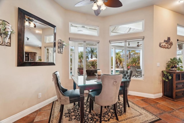 25444 Rancho Barona Rd, Ramona, CA 92065 - dining area with a ceiling fan and baseboards