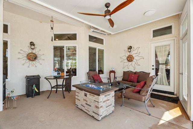 25444 Rancho Barona Rd, Ramona, CA 92065 - view of patio / terrace with a fire pit and ceiling fan