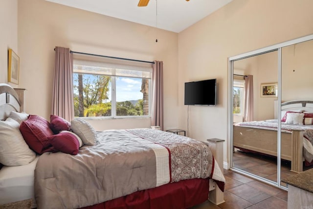 25444 Rancho Barona Rd, Ramona, CA 92065 - bedroom with a closet, a ceiling fan, and tile patterned flooring