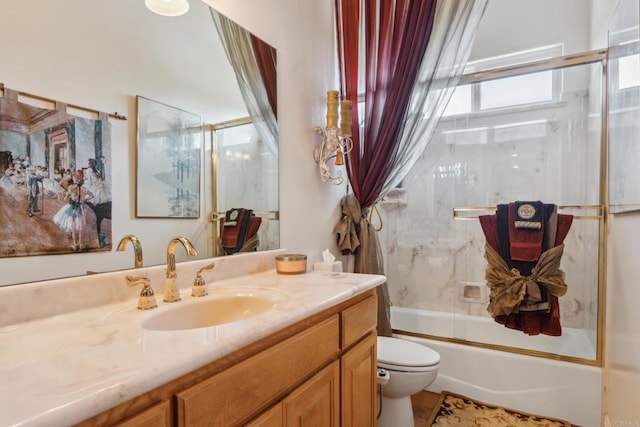 25444 Rancho Barona Rd, Ramona, CA 92065 - full bathroom with vanity, toilet, and shower / bath combination with glass door