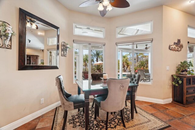 25444 Rancho Barona Rd, Ramona, CA 92065 - dining area with ceiling fan and baseboards