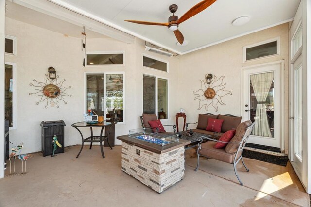25444 Rancho Barona Rd, Ramona, CA 92065 - view of patio featuring an outdoor fire pit and a ceiling fan