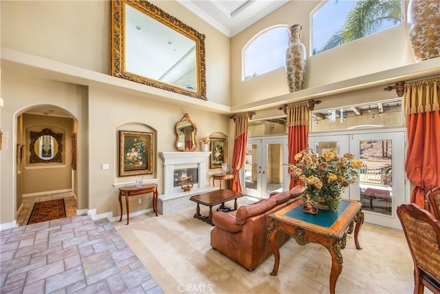 652 Fairway Dr, Redlands, CA 92373 - common area with a high ceiling and ornamental molding