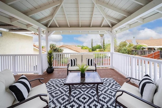 view of patio / terrace with a gazebo and an outdoor living space