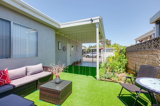 3555 Boussock Ln, Oceanside, CA 92057 - view of yard with an outdoor living space and a patio