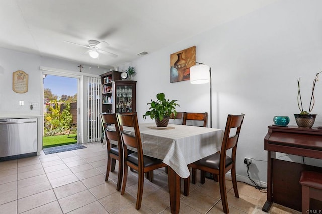 3555 Boussock Ln, Oceanside, CA 92057 - dining space with ceiling fan and light tile patterned floors