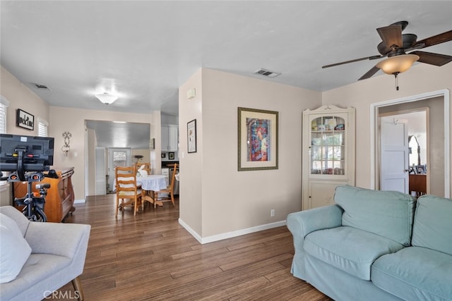 2218 Ximeno Ave, Long Beach, CA 90815 - living room featuring wood finished floors and a ceiling fan