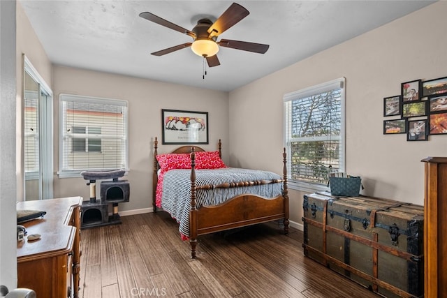 2218 Ximeno Ave, Long Beach, CA 90815 - bedroom with multiple windows, wood finished floors, and a ceiling fan